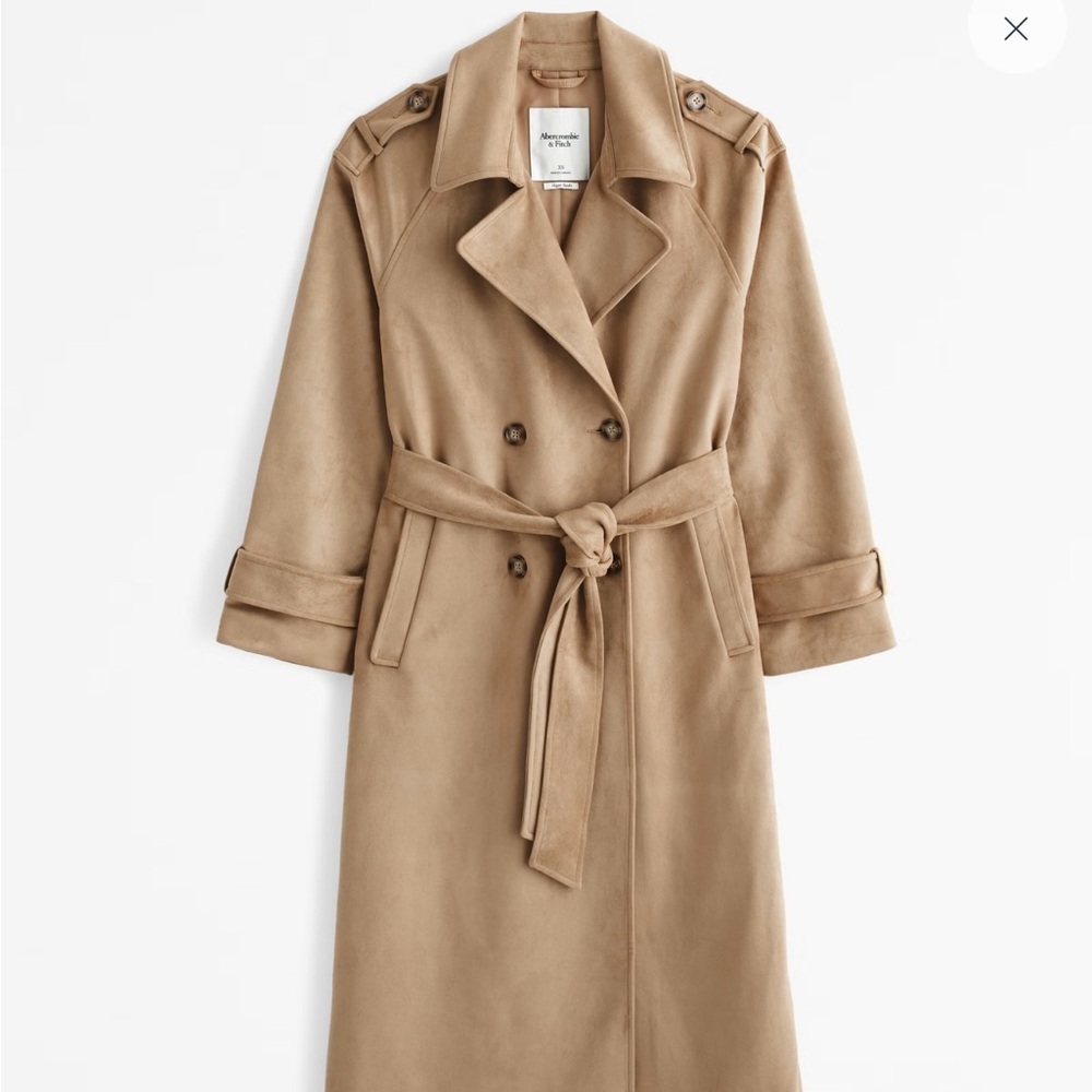 Abercrombie & Fitch Classic Camel Suede Trench Coat